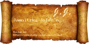 Jamnitzky Jolán névjegykártya